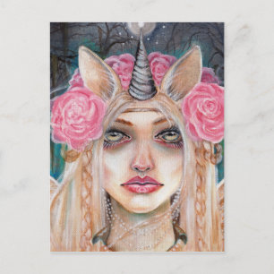 Unicorn Queen w Golden Eyes Briefkaart