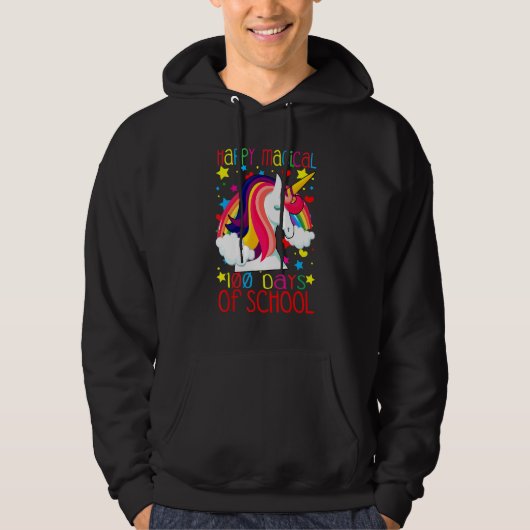 Unicorn Rainbow 100th Days Happy Magical 100 Days Hoodie (Voorkant)