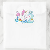 Unicorn Rainbow 2e verjaardag Ronde Sticker (Tas)