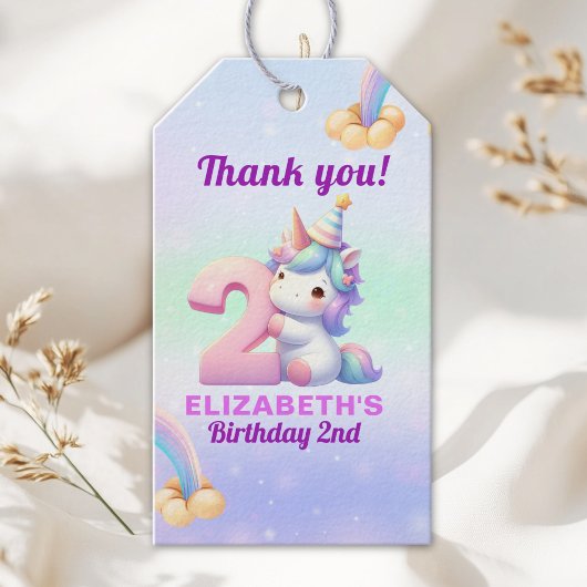 Unicorn Rainbow 2nd Birthday Party Cadeaulabel