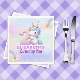 Unicorn Rainbow 2nd Birthday Party for Girls Servet