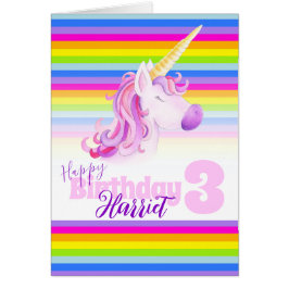 Unicorn rainbow 3e gepersonaliseerde verjaardagska