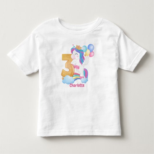 Unicorn Rainbow 3rd Birthday Kinder Shirts (Voorkant)