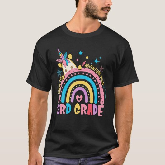 Unicorn Rainbow 3Rd Grade waar het avontuur begint T-shirt (Voorkant)