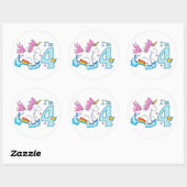 Unicorn Rainbow 4th Birthday Ronde Sticker (Vel)