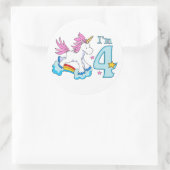 Unicorn Rainbow 4th Birthday Ronde Sticker (Tas)
