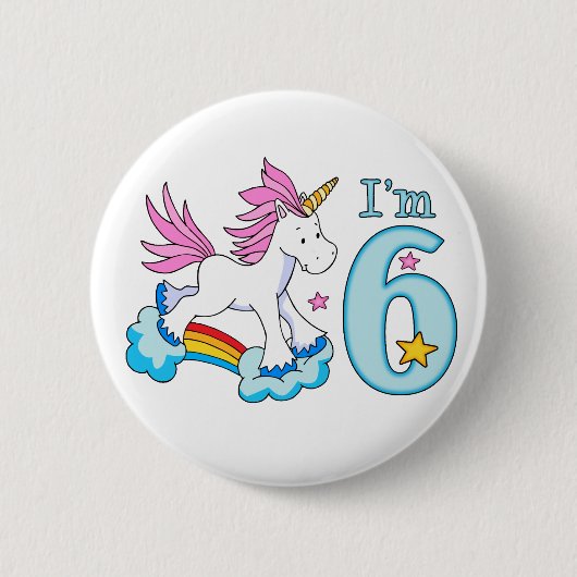 Unicorn Rainbow 6th Birthday Ronde Button 5,7 Cm (Voorkant)