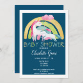 Unicorn Rainbow Baby shower Boy of Unisex Aankondiging (Voorkant / Achterkant)