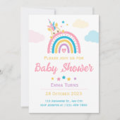 Unicorn Rainbow Baby shower Girl Kaart (Voorkant)