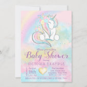 Unicorn Rainbow Baby shower Uitnodiging (Voorkant)