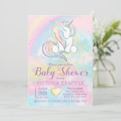 Unicorn Rainbow Baby shower Uitnodiging (Staand voorkant)