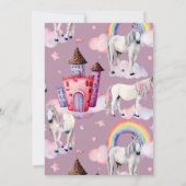 Unicorn Rainbow Balloons Roze Birthday Party Girl Kaart (Achterkant)