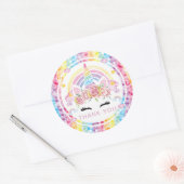 Unicorn Rainbow Birthday Dank u Ronde Sticker (Envelop)