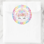 Unicorn Rainbow Birthday Dank u Ronde Sticker (Tas)