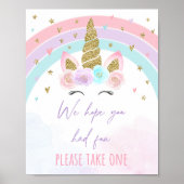 Unicorn Rainbow Birthday Favor Sign Poster (Voorkant)