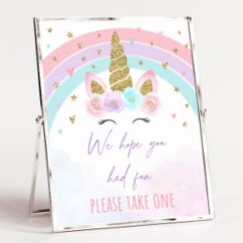 Unicorn Rainbow Birthday Favor Sign Poster
