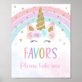 Unicorn Rainbow Birthday Favor Sign Poster (Voorkant)