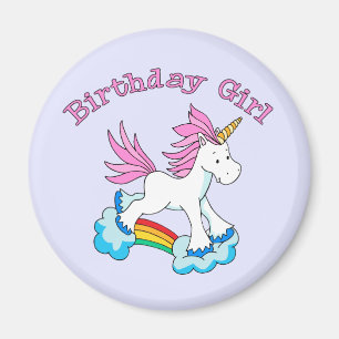Unicorn Rainbow Birthday Girl Magneet