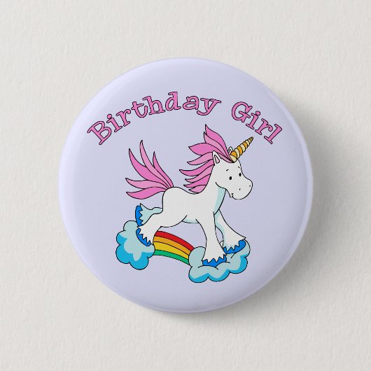Unicorn Rainbow Birthday Girl Ronde Button 5,7 Cm (Voorkant)