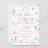 Unicorn Rainbow Birthday Invitation, 3rd Birthday  Kaart (Voorkant)