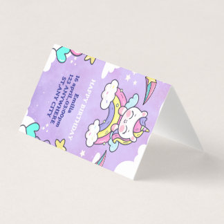 Unicorn Rainbow Birthday Invitation Folded Card Kaart