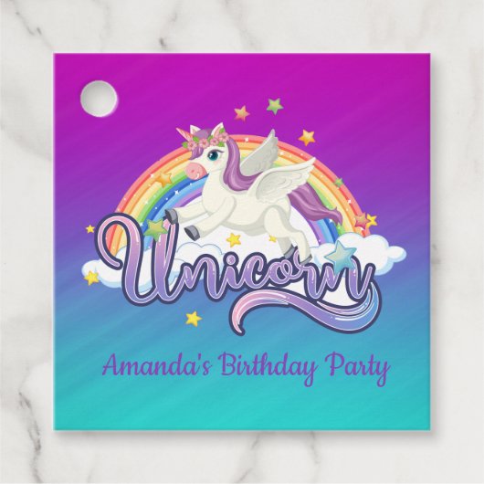 Unicorn Rainbow Birthday Magical Whimiscal Bedankjes Labels (Voorkant)