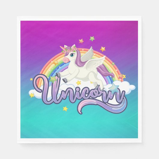 Unicorn Rainbow Birthday Magical Whimiscal Servet (Voorkant)