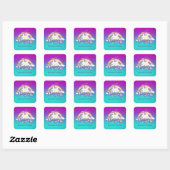 Unicorn Rainbow Birthday Magical Whimiscal Vierkante Sticker (Vel)