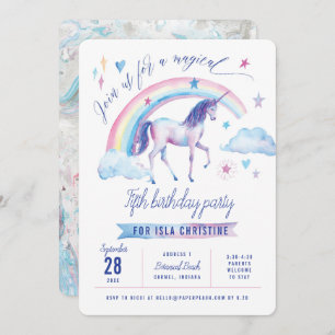 Unicorn Rainbow Birthday Party Invitation Kaart