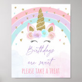 Unicorn Rainbow Birthday TreSign Poster (Voorkant)