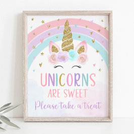 Unicorn Rainbow Birthday TreSign Poster