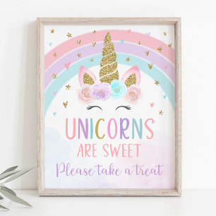 Unicorn Rainbow Birthday TreSign Poster