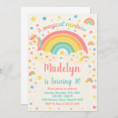 Unicorn Rainbow Birthday Uitnodiging (Voorkant / Achterkant)