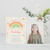 Unicorn Rainbow Birthday Uitnodiging (Staand voorkant)