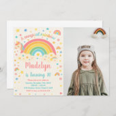 Unicorn Rainbow Birthday Uitnodiging (Voorkant / Achterkant)