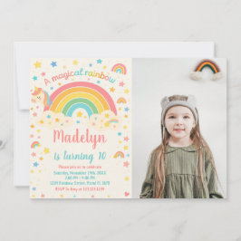 Unicorn Rainbow Birthday Uitnodiging