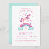 Unicorn Rainbow Birthday Uitnodiging (Voorkant / Achterkant)