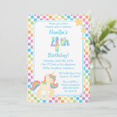 Unicorn Rainbow Birthday Uitnodiging (Staand voorkant)