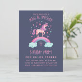 Unicorn Rainbow Birthday Uitnodiging (Staand voorkant)