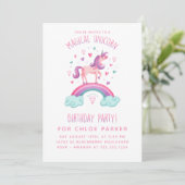 Unicorn Rainbow Birthday Uitnodiging (Staand voorkant)