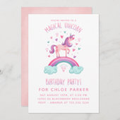 Unicorn Rainbow Birthday Uitnodiging (Voorkant / Achterkant)