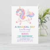 Unicorn Rainbow Birthday-uitnodigingen Kaart (Staand voorkant)