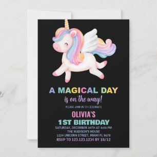 Unicorn Rainbow Birthday-uitnodigingen Kaart