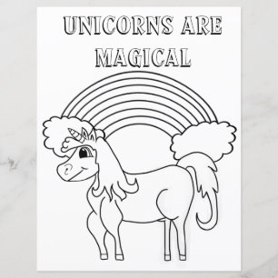 Unicorn Rainbow Black en White Colour Page