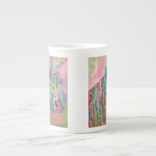 Unicorn Rainbow Bone China Mok (Voorkant)