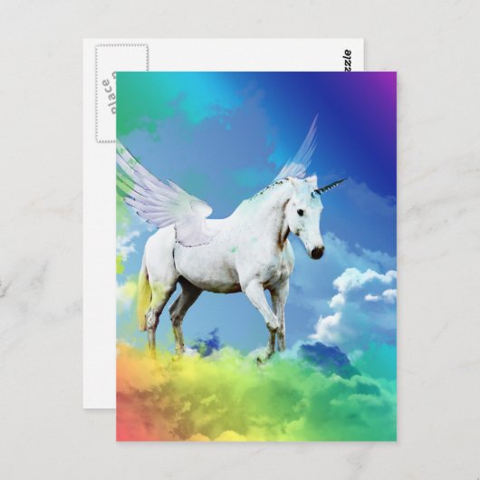 Unicorn Rainbow Briefkaart (Voorkant / Achterkant)
