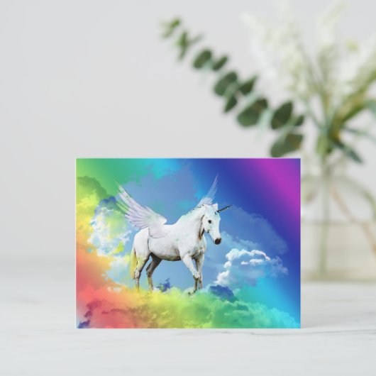 Unicorn Rainbow Briefkaart (Staand voorkant)