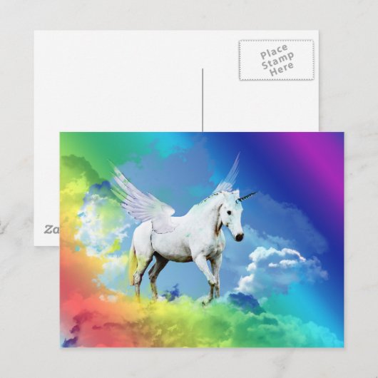 Unicorn Rainbow Briefkaart (Voorkant / Achterkant)
