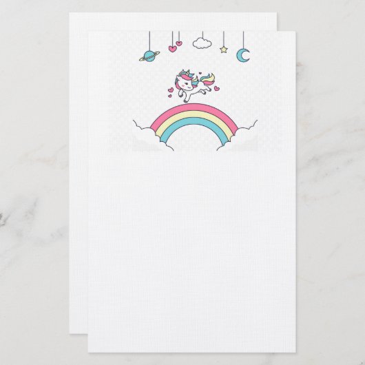 Unicorn Rainbow Briefpapier (Voorkant / Achterkant)