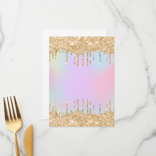 Unicorn Rainbow Bright Golden Driving Pastel Menu (Voorkant / Achterkant in situ)
